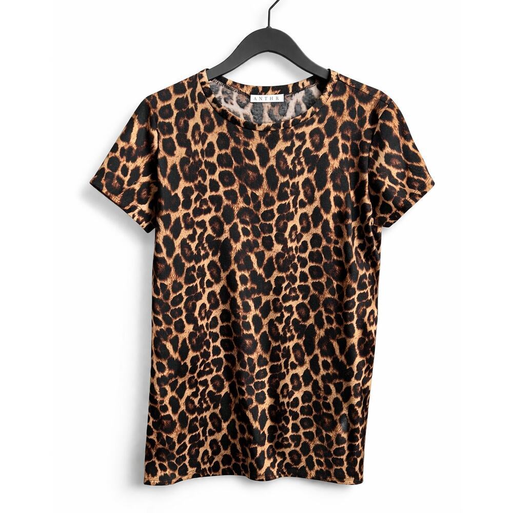 Antistar Leopard Animal Print Oversized Tunic Top Mini Dress Women's Medium